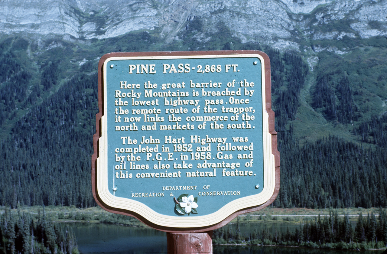 72-09-09, 130, Pine Pass Sign, Rt 97, British Columbia, Ca