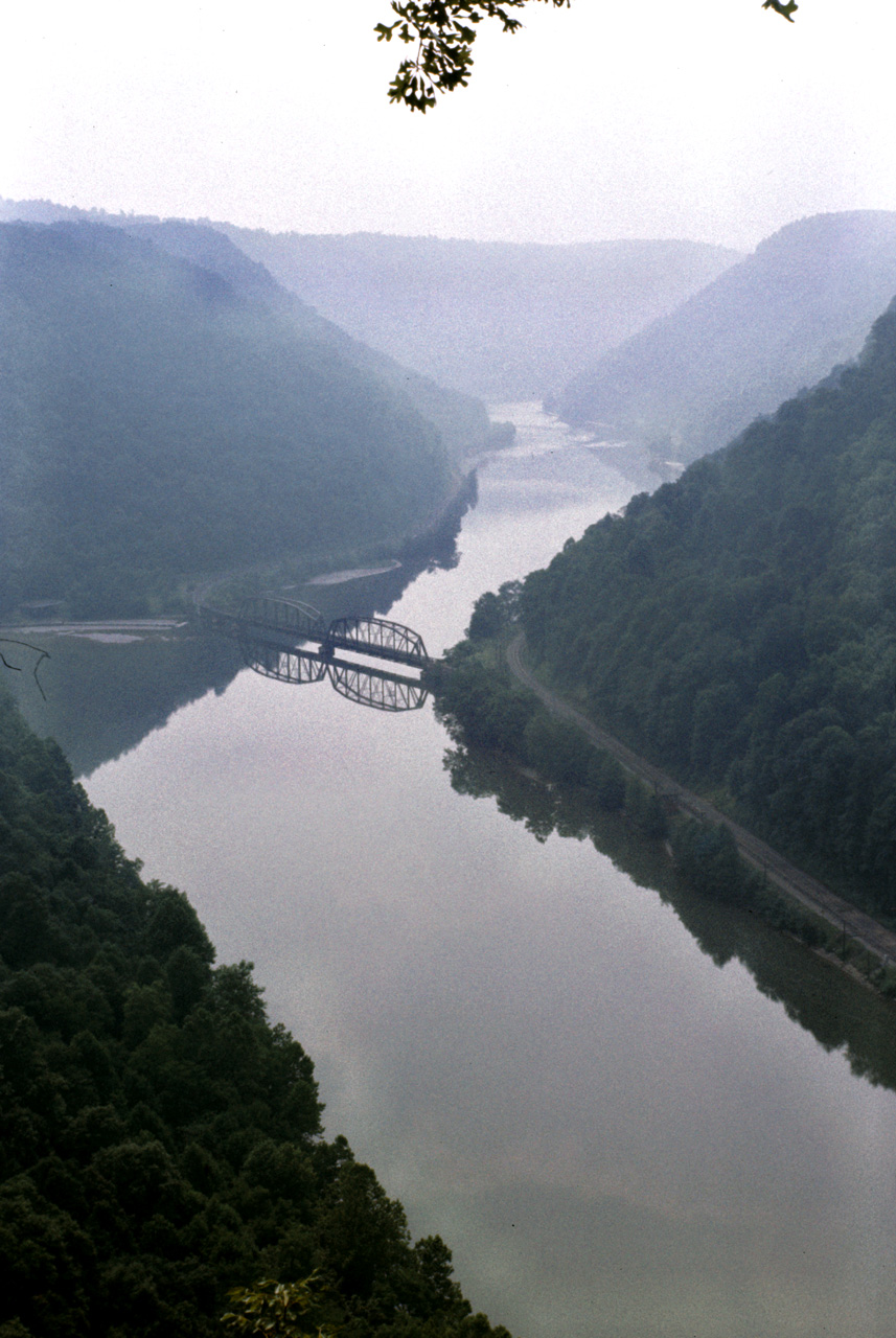 75-07-02, 008, Veiw from Dam-River Rt 60 in West Viirginia